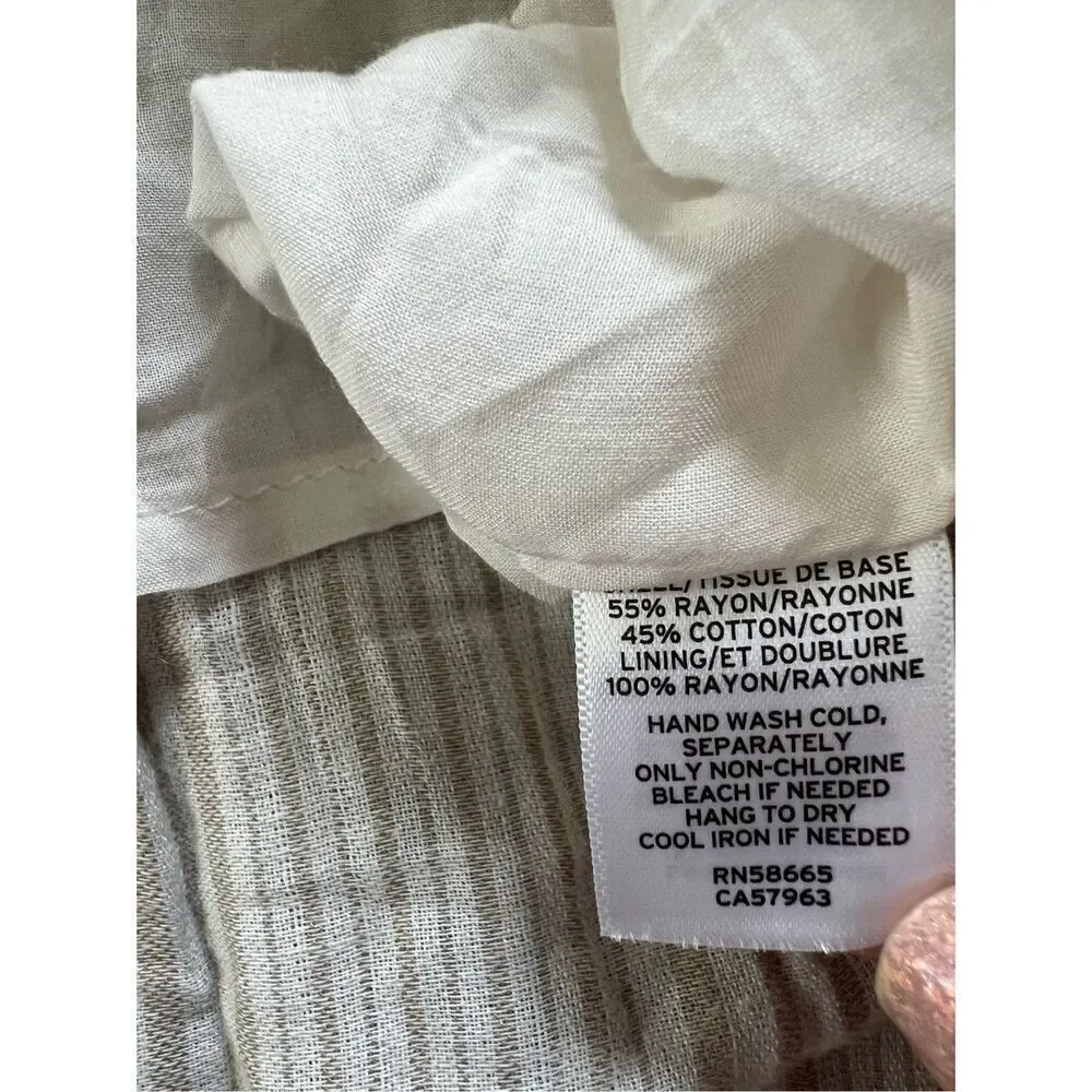 Caslon Ivory Khaki Stripe Tie Shoulder Tiered Sundress Size 1X - Picture 6 of 11